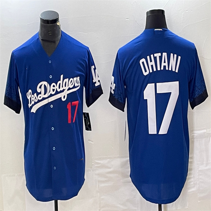 Los Angeles Dodgers #17 Shohei Ohtani Blue Home Authentic Patch Jersey Baseball Jerseys