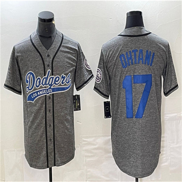 Los Angeles Dodgers #17 Shohei Ohtani Gray Home Authentic Patch Jersey Baseball Jerseys