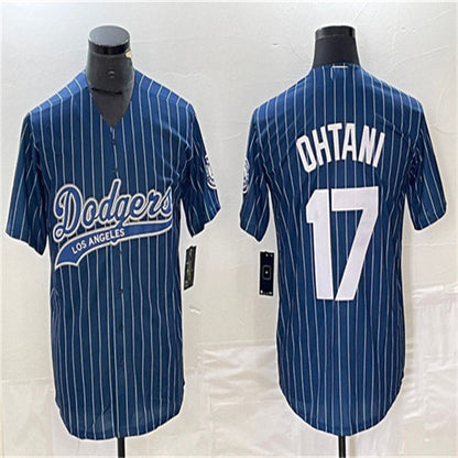 Los Angeles Dodgers #17 Shohei Ohtani Navy Home Authentic Patch Jersey Baseball Jerseys