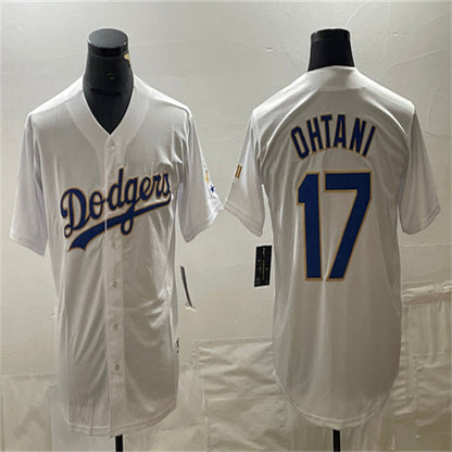 Los Angeles Dodgers #17 Shohei Ohtani White Home Authentic Patch Jersey Baseball Jerseys