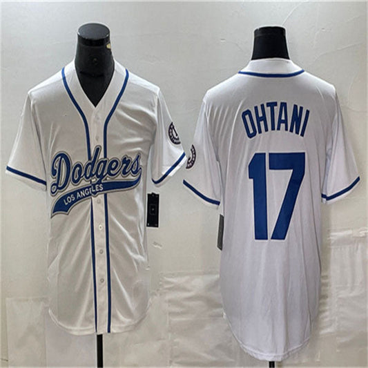 Los Angeles Dodgers #17 Shohei Ohtani White Home Authentic Patch Jersey Baseball Jerseys