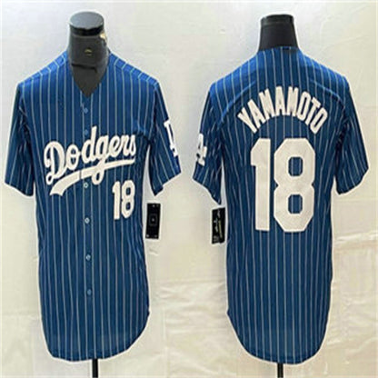 Los Angeles Dodgers #18 Yoshinobu Yamamoto Blue Home Authentic Patch Jersey Baseball Jerseys