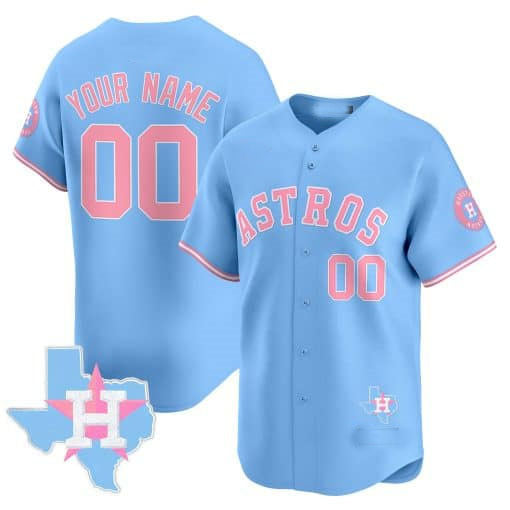 Custom Houston Astros Bubblegum Blue Vapor Premier Limited – All Stitched Baseball Jersey