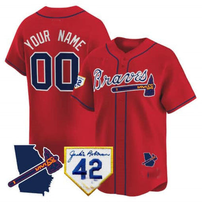 Custom Atlanta Braves 2024 Robinson & Georgia Patch Vapor Premier Limited – All Stitched Baseball Jersey