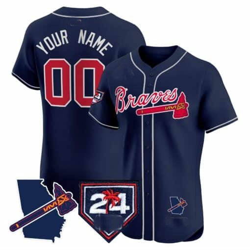 Custom Atlanta Braves 2024 Spring Training & Georgia Patch Vapor Premier Elite – All Stitched Baseball Jersey