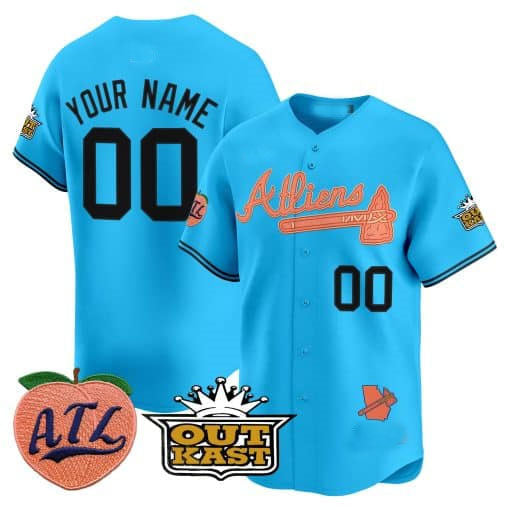 Custom Atlanta Braves Atliens & Peach Vapor Premier Limited – All Stitched Baseball Jersey