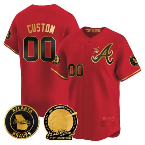 Custom Atlanta Braves Hank Aaron 715th Home Run Patch Vapor Premier Limited V2 – All Stitched Baseball Jersey