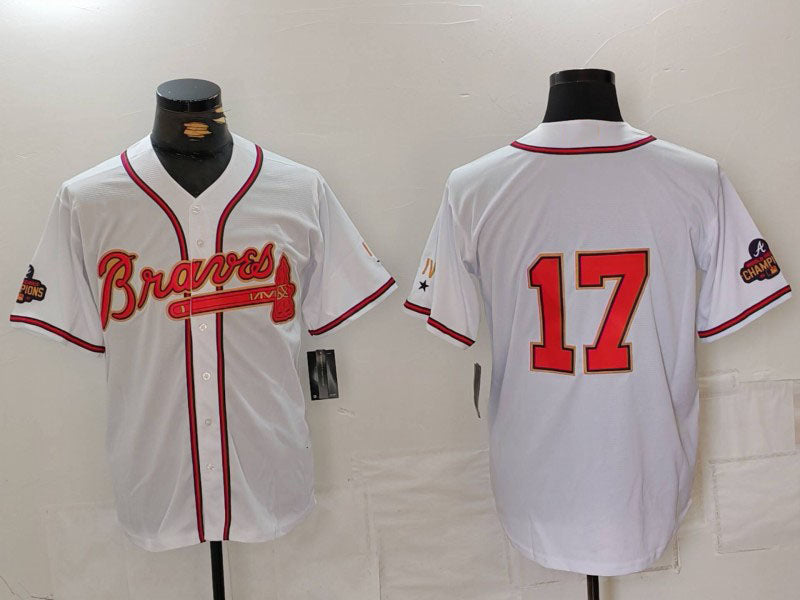 Atlanta Braves #17 Andy Messersmith White Gold World Series Champions Cool Base Stitched Baseball Jerseys