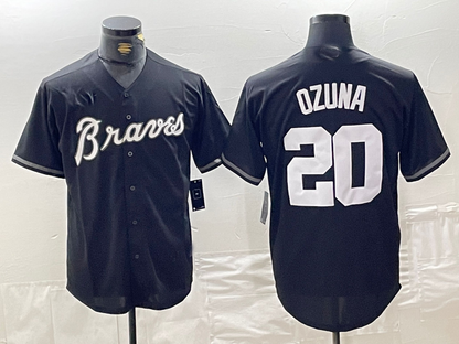 Atlanta Braves #20 Marcell Ozuna Black Cool Base Stitched Baseball Jersey