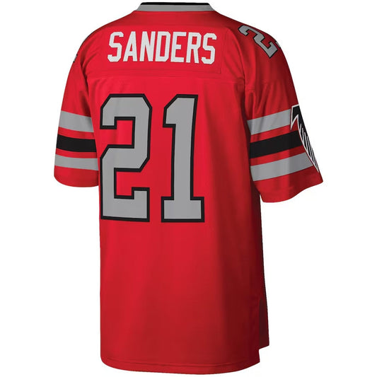 A.Falcons #21 Deion Sanders Mitchell & Ness Legacy Replica Jersey - Red Stitched American Football Jerseys