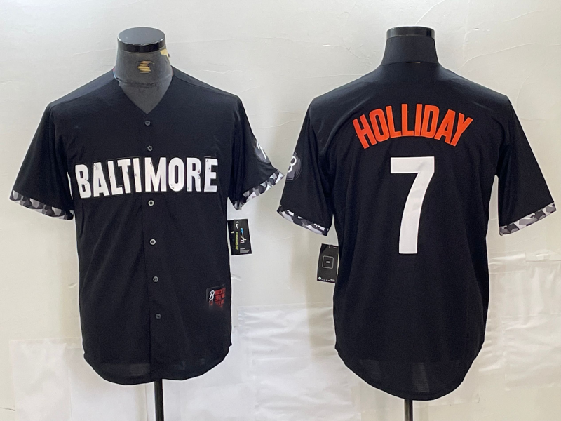 Baltimore Orioles #7 Jackson Holliday Black 2023 City Connect Cool Base Stitched Baseball Jerseys