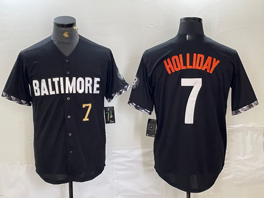 Baltimore Orioles #7 Jackson Holliday Number Black 2023 City Connect Cool Base Stitched Baseball Jerseys