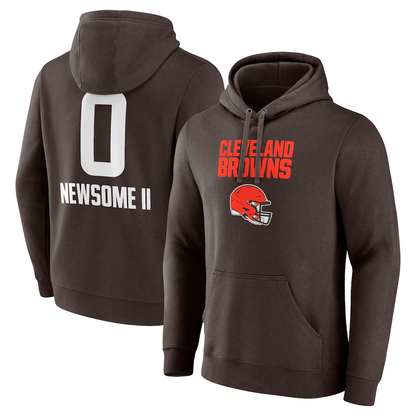 C.Browns #0 Greg Newsome II Brown Team Wordmark Player Name & Number Pullover Hoodie Jerseys