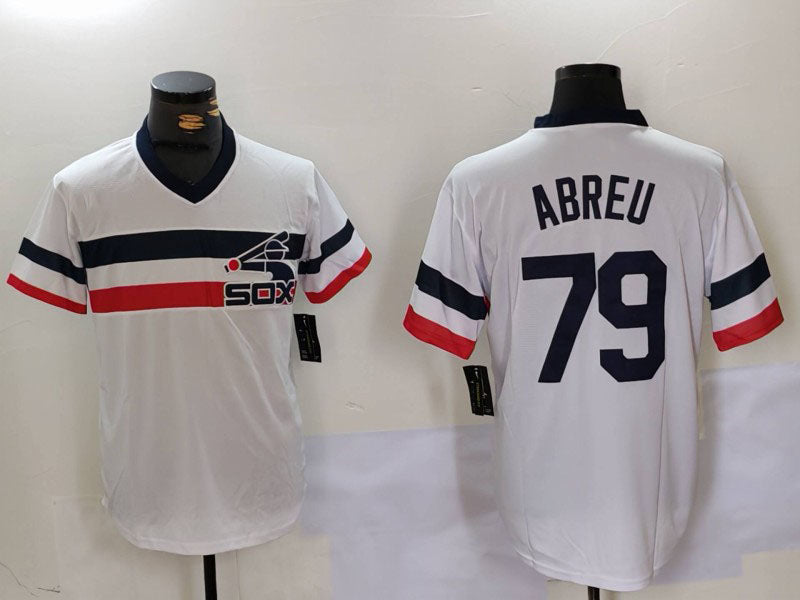 Chicago White Sox #79 Jose Abreu White NEW Throwback Cool Base Baseball Jerseys