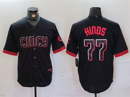 Cincinnati Reds #77 Rece Hinds Black 2023 City Connect Cool Base Stitched Baseball Jersey