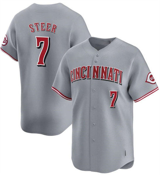 Cincinnati Reds #7 Spencer Steer Gray Away Limited Stitched Baseball Jersey