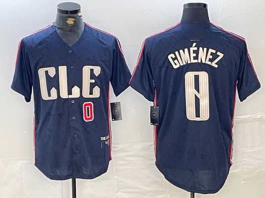 Cleveland Guardians #0 Andres Gimenez Navy 2024 City Connect Limited Stitched Baseball Jerseys