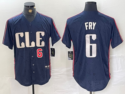 Cleveland Guardians #6 David Fry Number Navy 2024 City Connect Limited Stitched Baseball Jerseys