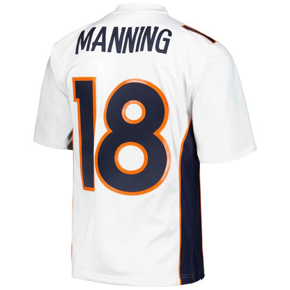 D.Broncos #18 Peyton Manning Mitchell & Ness Legacy Replica Jersey - White American Football Jerseys