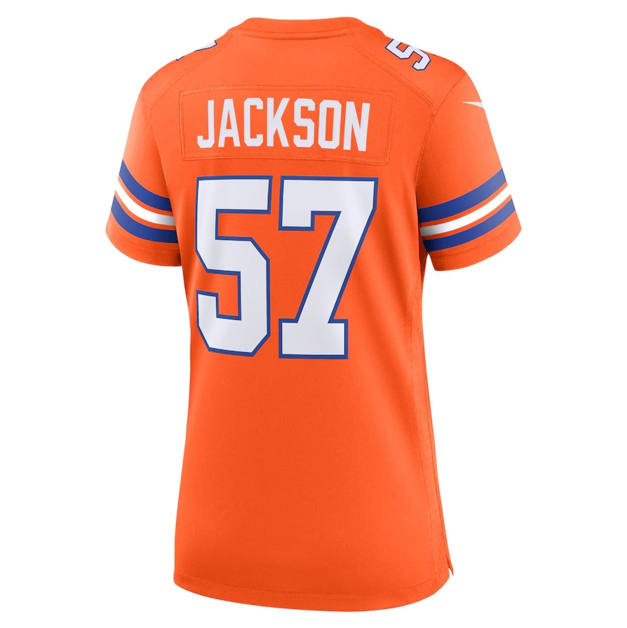 D.Broncos #57 Tom Jackson Orange Mile High Collection 1977 Throwback Retired Player Game Football Jerseys