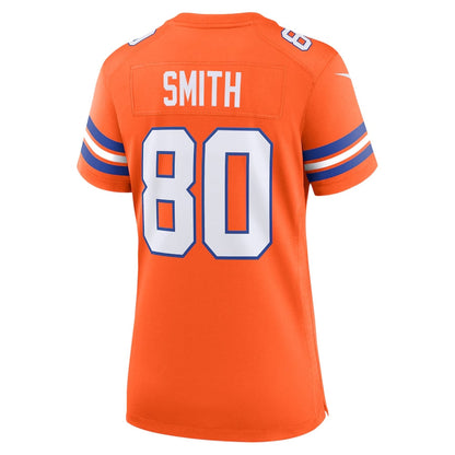 D.Broncos #80 Rod Smith Orange Mile High Collection 1977 Throwback Retired Player Game Football Jerseys