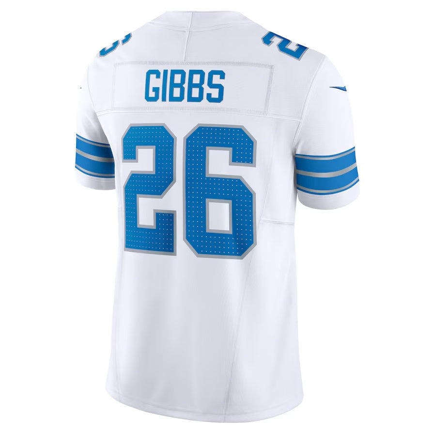 D.Lions #26 Jahmyr Gibbs Vapor F.U.S.E. Limited Jersey - White American Football Jerseys