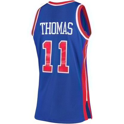 D.Pistons #11 Isiah Thomas Mitchell & Ness 1988-89 Hardwood Classics Swingman Jersey - Blue American Basketball Jersey