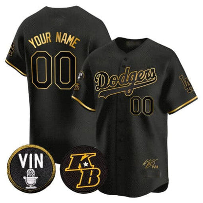 Custom Los Angeles Dodgers Vin Patch & Kobe Bryant Signature Vapor Premier Limited – All Stitched Baseball Jersey