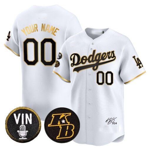 Custom Los Angeles Dodgers Vin Patch & Kobe Bryant Signature Vapor Premier Limited – All Stitched Baseball Jersey