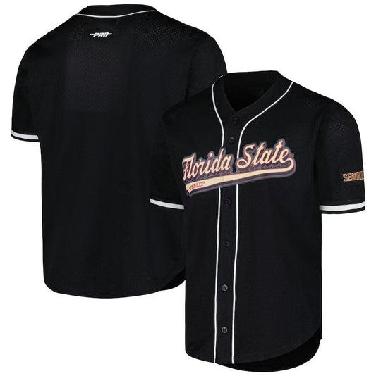 F.State Seminoles Pro Standard Mesh Full-Button Replica Baseball Jersey - Black American College Jerseys