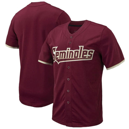 F.State Seminoles Replica Full-Button Baseball Jersey - Garnet American College Jerseys