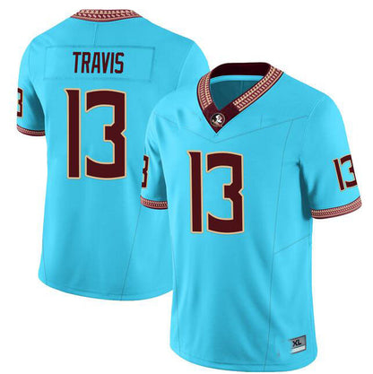 F.State Seminoles #13 Jordan Travis Teal Stitched College Jerseys