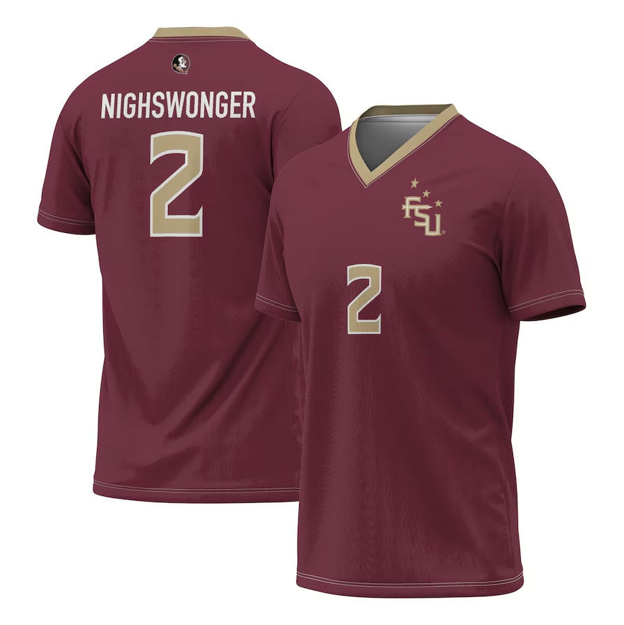 F.State Seminoles #2 Jenna Nighswonger GameDay Greats Soccer Fashion Jersey - Garnet American College Jerseys