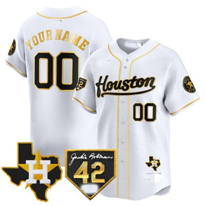 Custom Houston Astros 2024 Jackie Robinson Patch Vapor Premier Limited – All Stitched Baseball Jersey