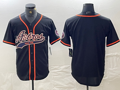 Houston Astros Blank Black With Patch Cool Base Stitched Baseball Jersey