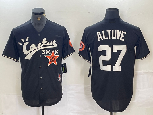 Houston Astros #27 Jose Altuve Black Cactus Jack Cool Base Jersey Baseball Jerseys