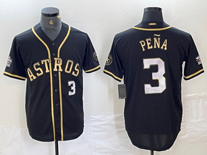 Houston Astros #3 Jeremy Pena Black Gold Player Number Cool Base Baseball Jerseys