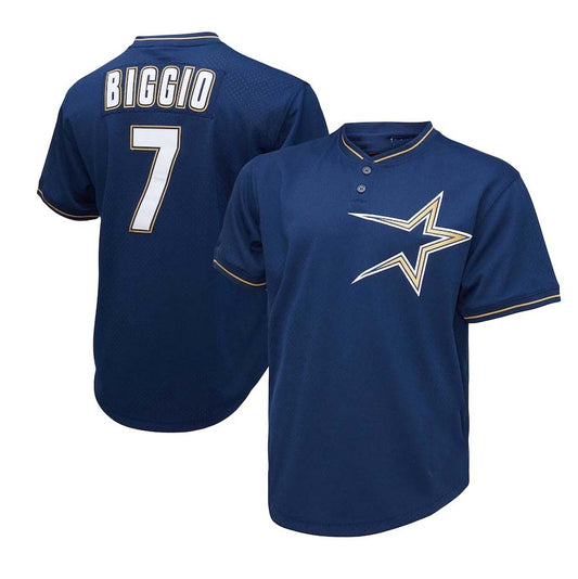 Houston Astros #7 Craig Biggio Mitchell & Ness 1991 Cooperstown Collection Mesh Pullover Jersey - Navy Baseball Stitched Jerseys