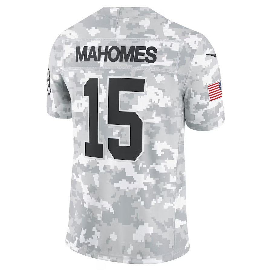 KC.Chiefs #15 Patrick Mahomes Arctic Camo 2024 Salute to Service Limited Stitched American Football Jerseys