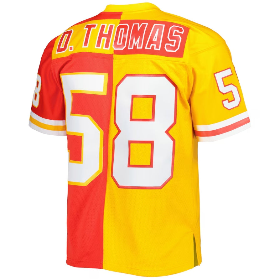 KC.Chiefs #58 Derrick Thomas Mitchell & Ness 1994 Split Legacy Replica Jersey - Red/Gold Stitched American Football Jerseys