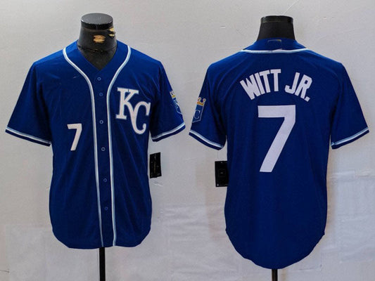 Kansas City Royals #7 Bobby Witt Jr Number Royal Cool Base Stitched Baseball Jersey