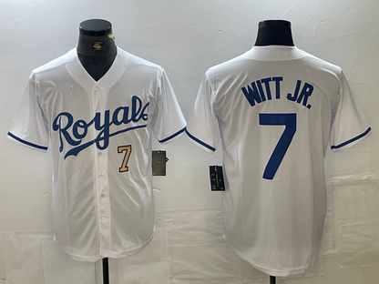 Kansas City Royals #7 Bobby Witt Jr Number White Cool Base Stitched Baseball Jersey