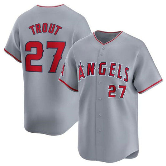 Los Angeles Angels #27 Mike Trout Gray Away Limited Baseball Stitched Jersey