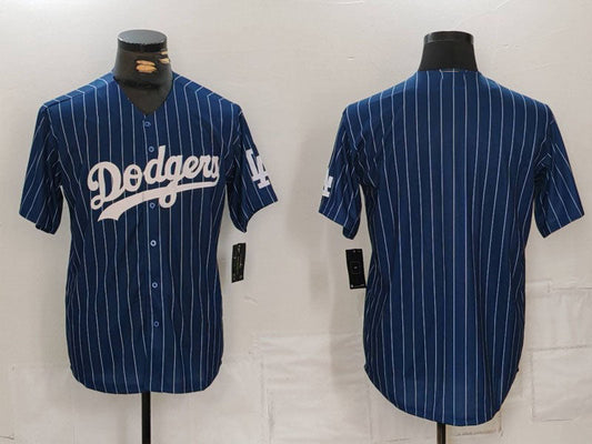 Los Angeles Dodgers Blank Navy Pinstripe Stitched Cool Base Baseball Jerseys