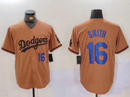 Los Angeles Dodgers #16 Will Smith NUmber Olive Cool Base Limited Stitched Baseball Jerseys