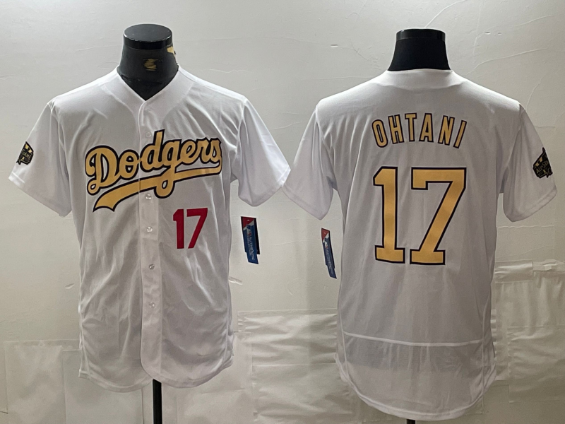 Los Angeles Dodgers #17 Shohei Ohtani Number White 2022 All Star Stitched Flex Base Baseball Jerseys