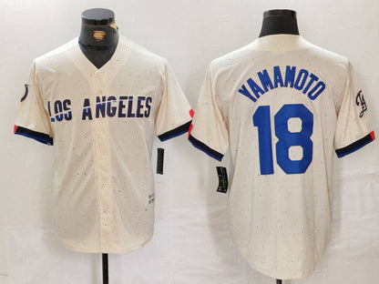 Los Angeles Dodgers #18 Yoshinobu Yamamoto Cream 2024 City Connect Limited Stitched Baseball Jersey