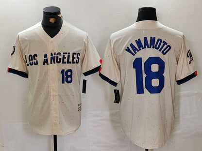 Los Angeles Dodgers #18 Yoshinobu Yamamoto Number Cream 2024 City Connect Limited Stitched Baseball Jersey