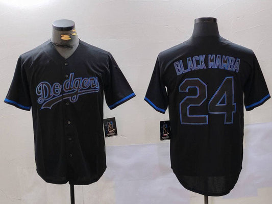 Los Angeles Dodgers #24 Kobe Bryant Black Mamba Lights Out Black Fashion Stitched Cool Base Baseball Jerseys