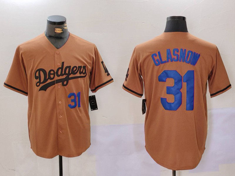 Los Angeles Dodgers #31 Tyler Glasnow Number Olive Cool Base Limited Stitched Baseball Jerseys